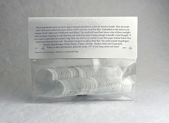 Of The Earth Handmade Paper - Wildflower Seed Paper Small Heart Tags - Calligraphy Variations - 1.75" X 1.5" - Set of 50 (Plant Me)