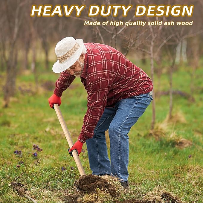 1 Pcs Shovel Handle Replacement 41" Length, 1-1/2" Diameter, Strong Hardwood Solid Ash Wood Straight Handle for Long D Handle Shovels Garden Tool