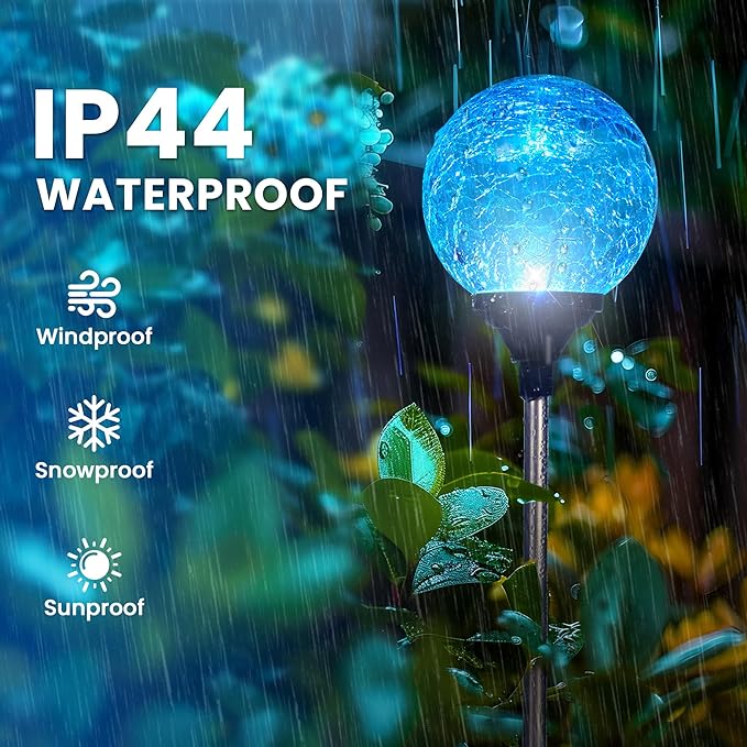 Gigalumi Solar Garden Lights Decorations 6 Pack, Outdoor Solar Lights for Yard Decorative, Multi-Colored Changing Garden Globes Waterproof Cracked Glass Ball with LED Lights Decor for Patio Landscape