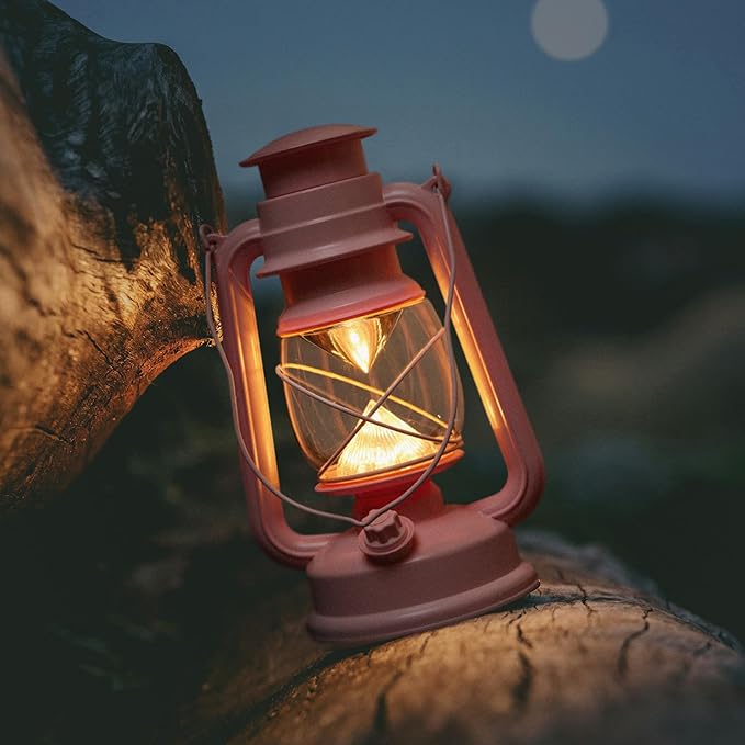Furora LIGHTING Pink LED Lantern Pack of 2 with 6/18 Timer, 9.5" Inch Flameless Flickering Lantern Candle, Indoor Vintage and Outdoor Patio Hanging Tabletop, Battery Included