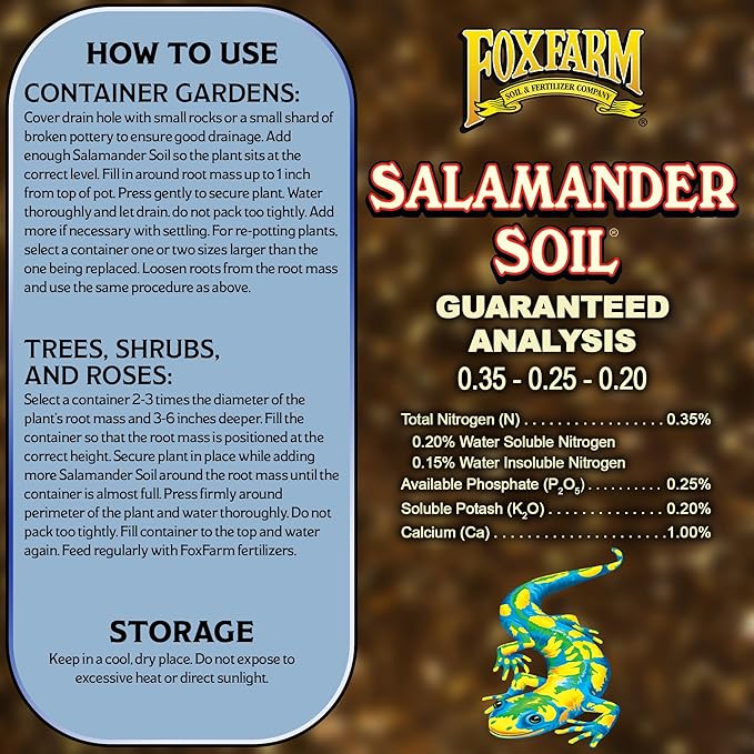FoxFarm Salamander Soil Potting Mix, 1.5cu ft - Watering Holding Properties, Made for Plants and Cuttings, Indoor/Outdoor Cultivation - Reduces Frequent Waterings