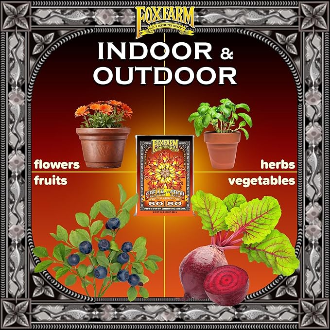 FoxFarm Cream of The Crop 50/50 Growing Media, 2cu ft - Facilitating Aeration and Drainage, for Indoor/Outdoor Container Gardens - Ideal for Use with Customized Feeding Schedules