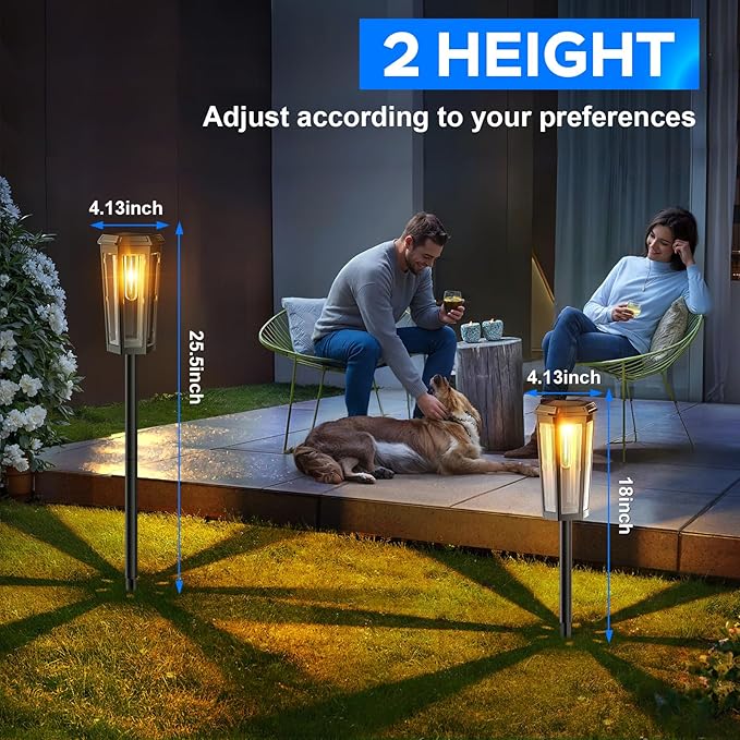 Solar Lights Outdoor 8 Pack Solar Garden Light for Patio IP65 Waterproof Bright Pathway Lights Outdoor Solars Powered Landscape Lighting for Yard Patio Walkway Driveway Pathway (Warm Light)