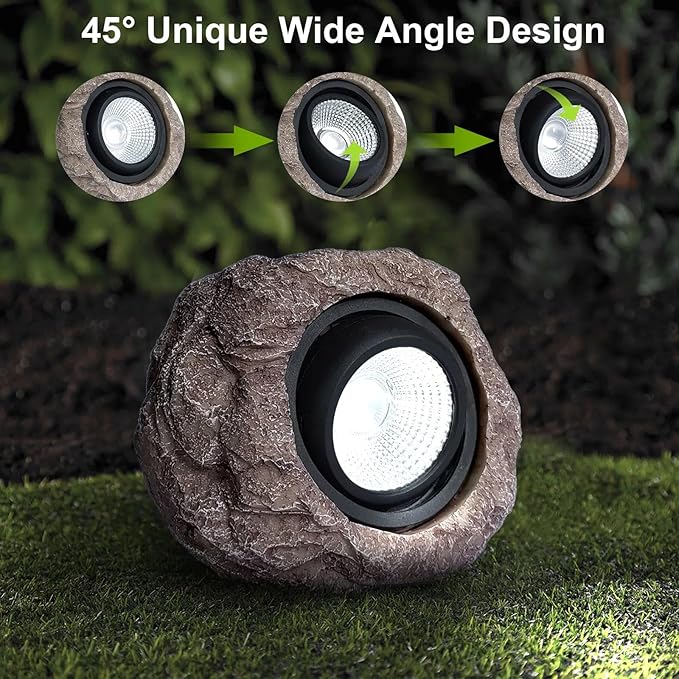 Solar Rock Lights, 4 Pack Solar Powered Waterproof LED Spotlights Decorative for Outdoor Garden, Pathway, Walkway, Yard, Landscape, Patio (Cool White)