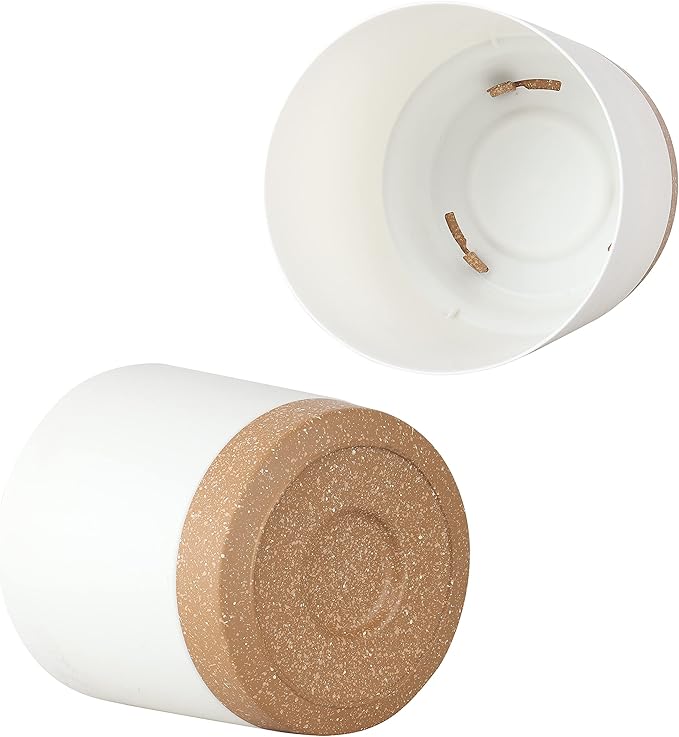 kubvici 2 Pack 8 Inch Planters for Indoor Plants, Plastic Flower Pots Plant Pots Indoor with Drainage Saucer for Outdoor Garden Home Plant, White 8”