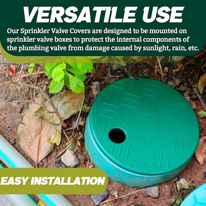 4 Pack - Sprinkler Valve Cover for Outside, 5.5" ID 6" OD Irrigation Valve Box Cover, Sprinkler Box Covers for Protection of Irrigation Systems, Green