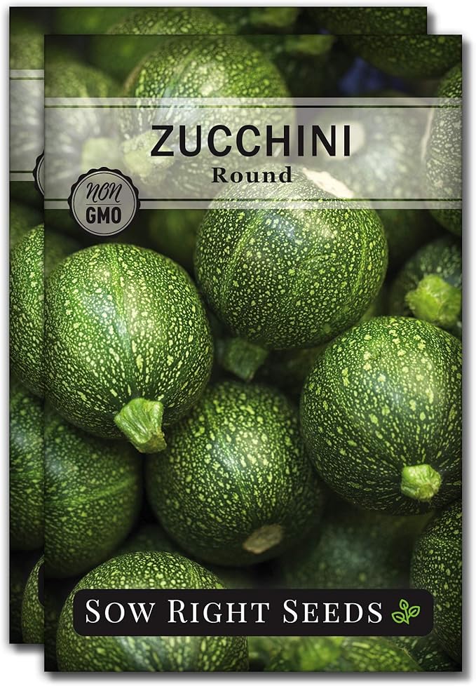 Sow Right Seeds - Round Zucchini Seed for Planting - Non-GMO Heirloom Packet with Instructions to Plant a Home Vegetable Garden - Unique Globe Squash - Summer Vining Variety (2)