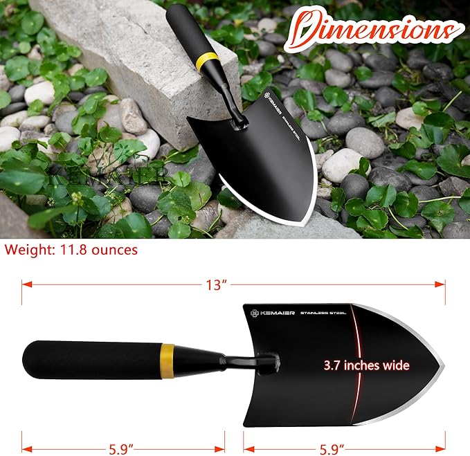 Heavy Duty Gardening Trowel - Strong, Rust - Resistant Stainless Steel - Ergonomic Grip - Excellent Tool for Gardening, Garden Hand Shovel, Trowel Garden Tool