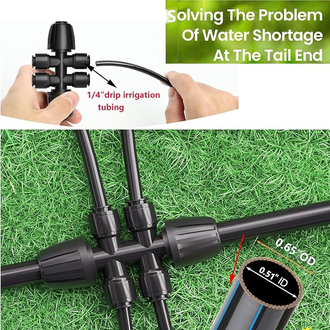 4Pcs 1/2 "to 1/4" Connector Barb Locking Fittings,Push-in 6 Way Irrigation Barb T-shirt Connector Parts for Leak Proof Locking Dispenser for Irrigation Pipes (1/2 "ID x 0.60" -0.64 "OD)