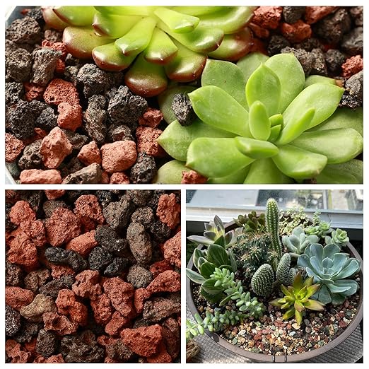 11 Pounds Mix Lava Rocks, 5-8 mm Red and Black Lava Rocks for Plants, Bonsai Rocks Horticultural Grit Soil Cover Gravel for Succulents and Hydroponics, Fairy Gardening, Top Dressing, Plant Drainage
