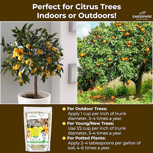 Professional Citrus Fertilizer + Vital Micronutrients; Perfect Balanced NPK for All Citrus; for Indoor and Outdoor Plants; Orange, Lime, Avocado and Lemon Tree Fertilizer (5 QUARTS)