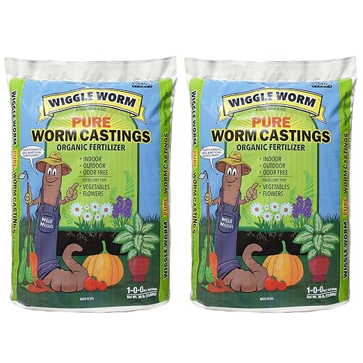 100% Pure Organic Worm Castings Fertilizer, 30-Pounds (2 Pack) - Improves Soil Fertility and Aeration for Houseplants, Vegetables, Gardens, and More – OMRI-Listed and Mineral-Dense