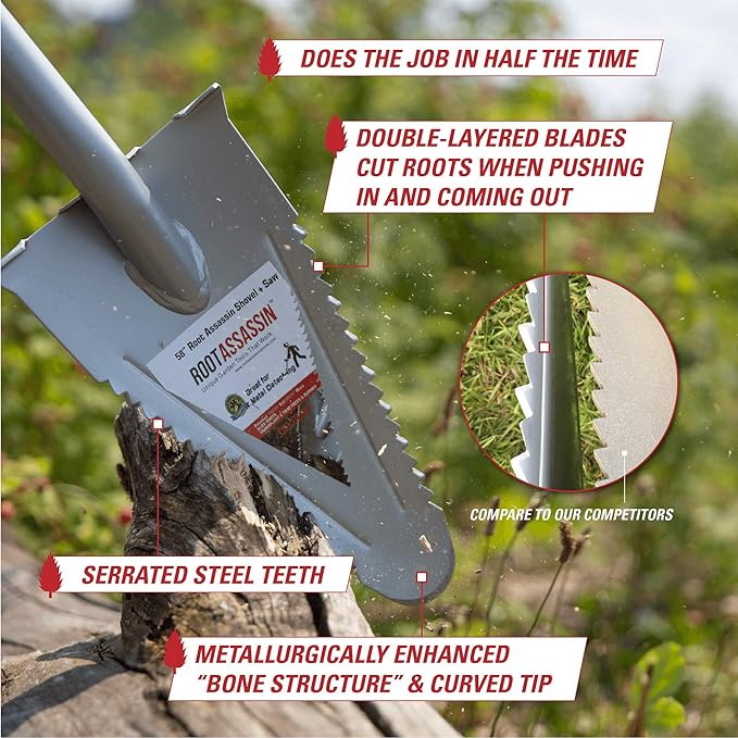 ROOT ASSASSIN RA-003 58-Inch Straight Shaft Carbon Steel Shovel