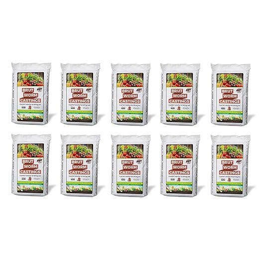 Brut Organic Worm Castings – 30 Lb – Garden's Elixir for Thriving Blooms & Harvests! (10 Pack)