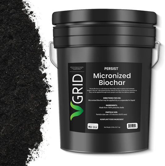 Persist Micronized Biochar Soil Amendment for Plants, for Use with Sprayers and Drip Line Systems, Improves Plant Soil, 100% Natural Active Carbon and Garden Plant Fertilizer (5 Gal)