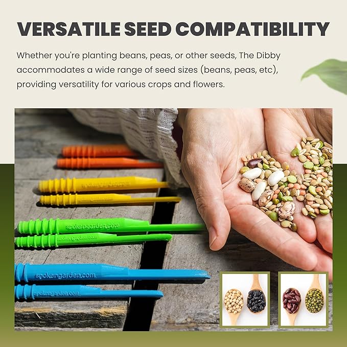 Dibby Seed Sowing Garden Tool Dibber Planter Transplanter – Sow Seeds at The Right Depth – Easily Transplant Delicate Seedlings (Little Dibby & Dibby XL) Green