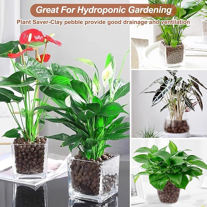 Riare 4 LBS Organic Expanded Clay Pebbles for Plants- 4mm-16mm Natural Leca Balls Lightweight Hydroponic Clay Pebbles Aggregate for Indoor Plants, Hydroponic Growing, Plants Drainage, Aquaponics