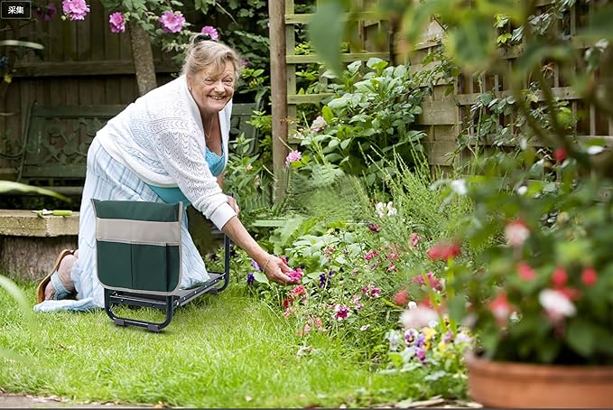 Nice C Garden Kneeler and Seat, Garden Stool, Garden Kneeler, Foldable Gardening Stool, Gardening Gifts for Women, Heavy Duty Garden Bench, Garden Kneelers for Seniors, with Tool Pouch&Gloves (Green)