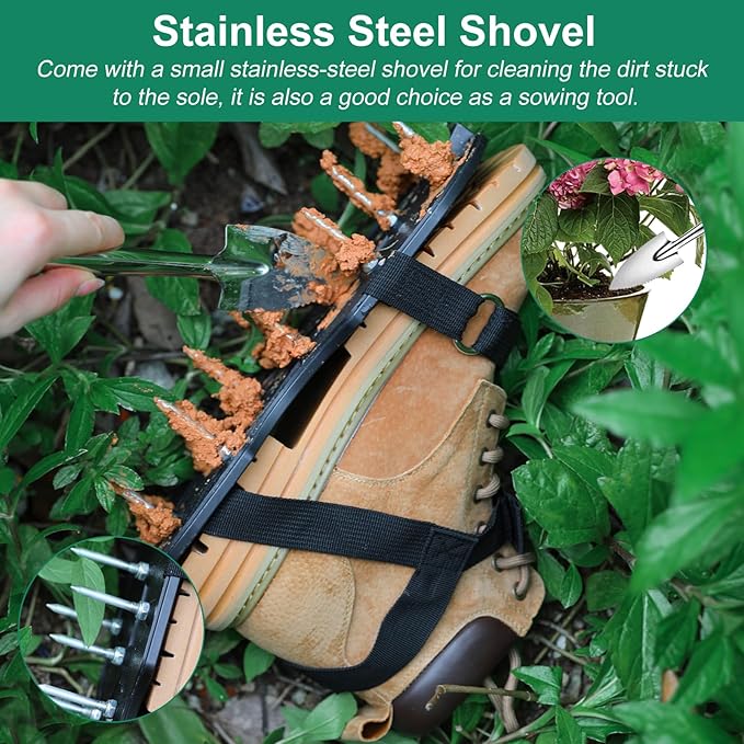 Lawn Aerator Shoes, Upgrade 2.2" Heavy Duty Spike Shoes Lawn Aerating with Hook&Loop Straps, Free-Installation Grass Aerator Lawn Tool, One-Size-Fits-All Soil Aerator Tool for Yard Patio Lawn Garden