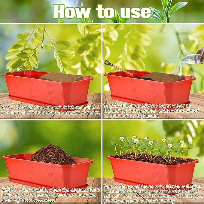 Halatool 1.4LB Coconut Coir Bricks Organic Compressed Coco Coir Brick Nutrient Garden Soil with Low EC & pH Balance Premium Starting Soil Coconut Fiber Substrate for Plants Flowers Reptiles