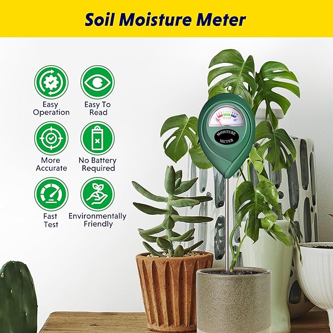 iPower Soil Moisture Meter, Plant Water Monitor Hygrometer Sensor for Garden, Lawn, Farm Indoor & Outdoor Care