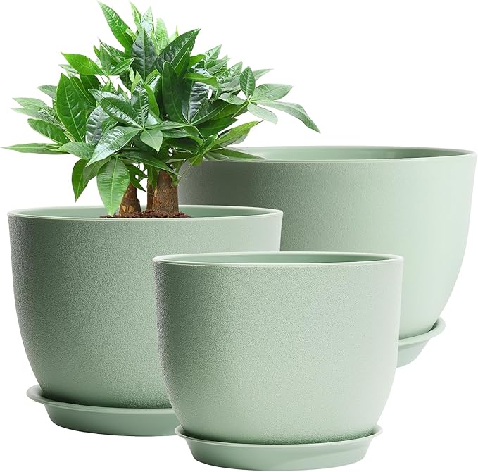 GARDIFE 12/10/9 inch Plant pots, Large planters for Indoor Plants, Flower pots, Green