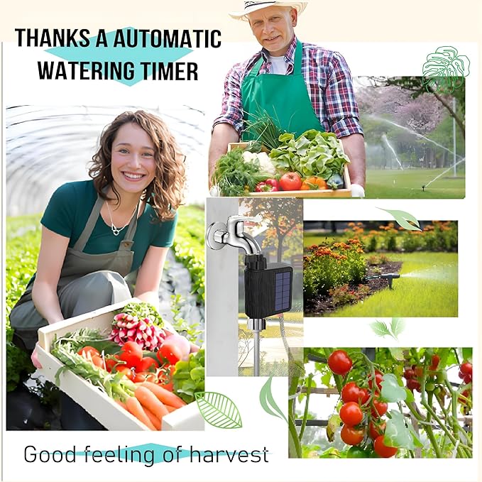 Smart Hose Timer WiFi & Bluetooth - Solar/USB Rechargeable Sprinkler Controller, Programmable Auto Water Timer with App for Lawn/Yard/Garden/Drip Irrigation, No Hub Required (2 Pieces)