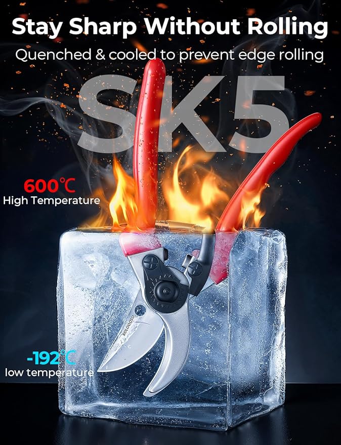 SOLOTODO 8.5" SK5 Bypass Pruning Shears for Gardening Shears, Dual-edge Sharpening Garden Shears Clippers Pruners Scissor, Professional Pruner for Gardening, Garden Tools Gardening Gifts for Women Men