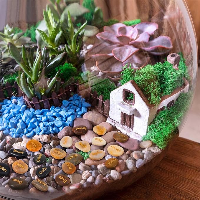 40 Pieces Engraved Inspirational Stones Different Words Encouragement Stones Motivational Gifts Garden Rocks with Words Positive Rocks for Friends Family as Christmas Thanksgiving Gift