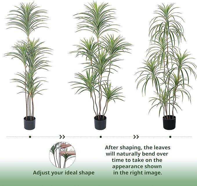 Artificial Dracaena Plants Indoor, 5 ft Faux Tropical Floor Plants Indoor, Tall Fake Yucca Silk Tree in Pot, Artificial Trees for Home Office Decor Indoor Outdoor Housewarming Gift