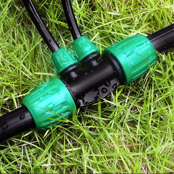 12 Pack 1/2 Inch To 1/4 Inch Drip Irrigation Fittings (1/2" ID x 0.65" OD), Drip Line Irrigation Locked Barbed 1/2" To 1/4" Adapter 1/2 Inch To 1/4 Inch Reducer Tee