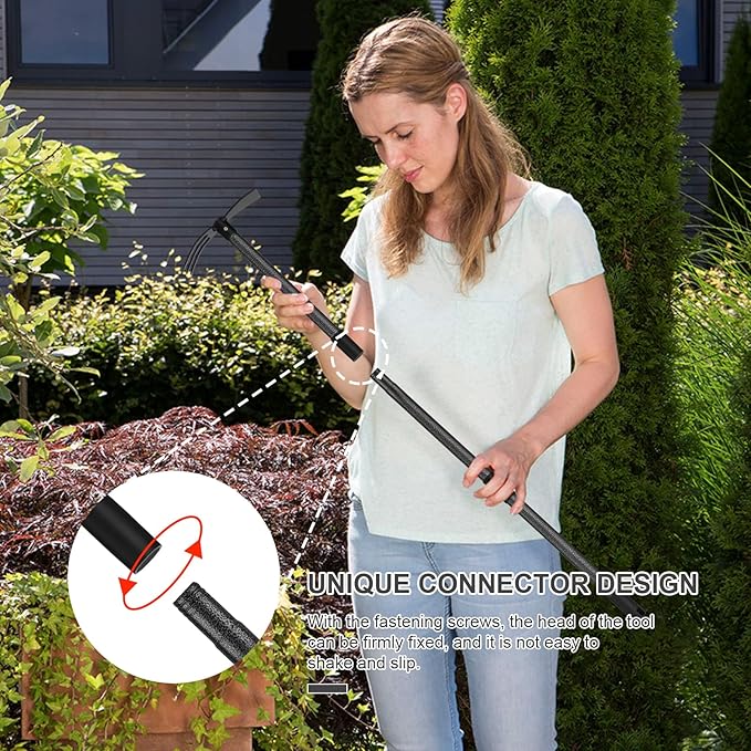 Cultivator Hoe Garden Tool, 30.7 inch Stainless Steel Long Handle Heavy Duty Gardening Tools，Extended Reach Double Hoes Suitable for Digging Loosening