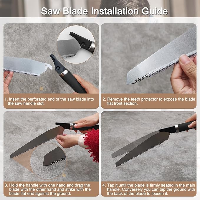 Japanese Pull Saw, 10 Inch Hand Saw with Detachable Single Edge Blade Wood Handsaw for Woodworking Tools (17TPI)