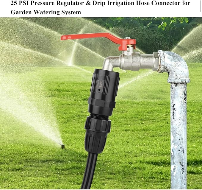 1 Pcs 25 PSI Pressure Regulator 3/4" FHT × 3/4" MHT Pressure Reducer Low Flow Valve,1 Pcs 3/4" to 1/2" Drip Irrigation Faucet Hose Adapter for Drip Irrigation System