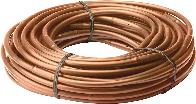 Rain Bird ET25-50S2 Drip Irrigation Pressure Compensating 1/4" Emitter Tubing, 12" Emitter Spacing, 50' Roll, Brown