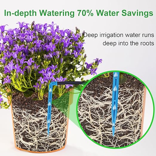 Drip Irrigation Kit Accessories, NVRGIUP 32.8FT Solar Auto Drip Irrigation Extra Accessories Kit, Automatic Irrigation System Expansion Kit with Filter, 1/8 Inch Pipe, 10 Barbed Fittings and 10