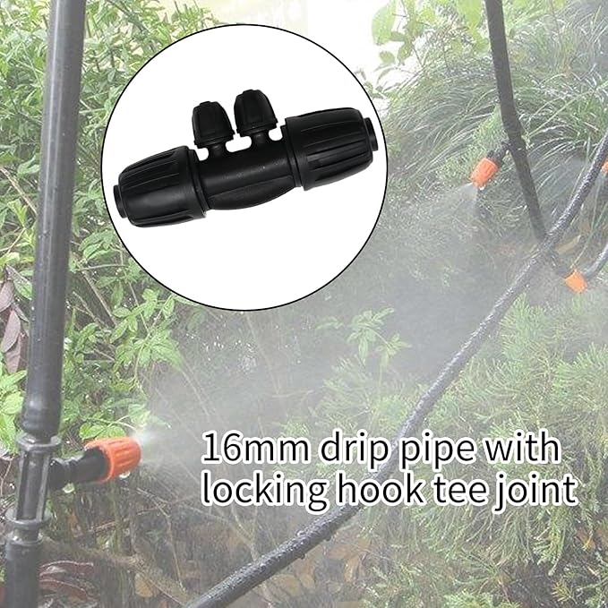 Barbed Tee 4 Way 16 Double Latch Reducing Cross for (1/2 inch ID x 0.60 inch-0.63 inch OD) 16 mm Drip Tubing 1/2 inch to 1/4 inch Pipeline Irrigation Fittings (20PCS-4Way)
