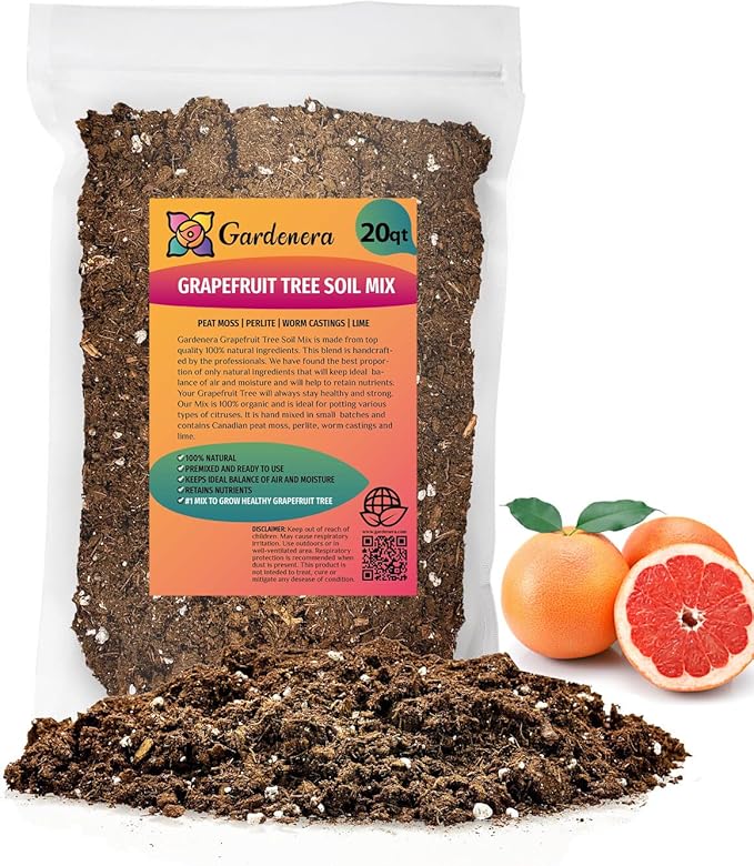 Premium Grapefruit Potting Mix - Expertly Crafted with Peat Moss, Perlite, Worm Castings, and Lime for Stronger Roots and Optimal Nutrient Absorption - 20 Quart