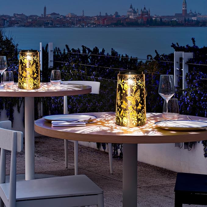 Solar Lanterns Butterfly Pattern Outdoor Waterproof Metal Garden Yard Backyard Porch Table Pathway Decor Warm Cool Light for Women Grandma Gifts 1pc