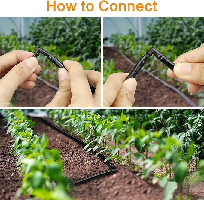 70 Pack Drip Irrigation Barbed Elbow Fittings,Barbed Connector Fits Universal 1/4" Drip Tubing, 90 Degree Drip Line Corner for Drip or Sprinkler System