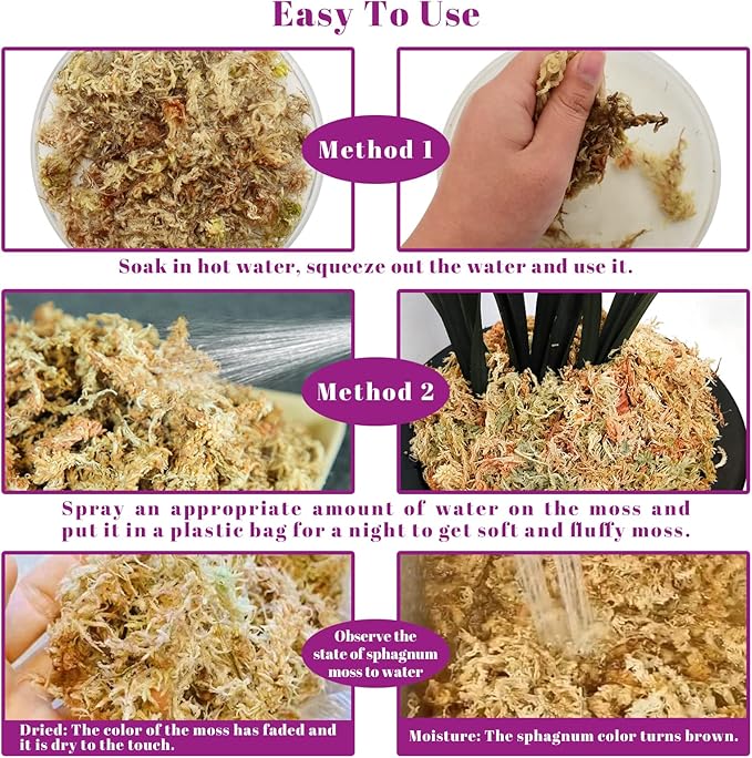 Legigo 5.3oz Premium Sphagnum Moss Potting Mix- Natural Succulent Carnivorous Plants Moss Dried, Plant Growing Medium for Orchid Succulent Sarracenia Orchid Gardening Plants Reptiles, 6 QT