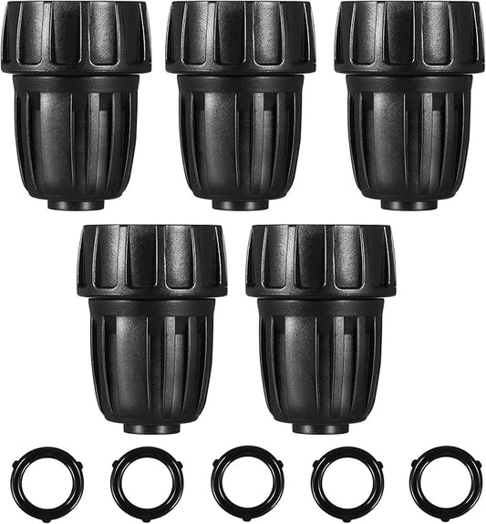5 Pack Drip Irrigation Tubing Faucet Adapter Garden Faucet Hose Adapter Drip Irrigation Hose Connectors Faucet Connector with Washers for Garden Irrigation System(Single, Convert 3/4 to 1/2)