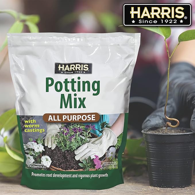 Harris All Purpose Premium Potting Soil Mix with Worm Castings and Other Nutrients, 4 Quarts