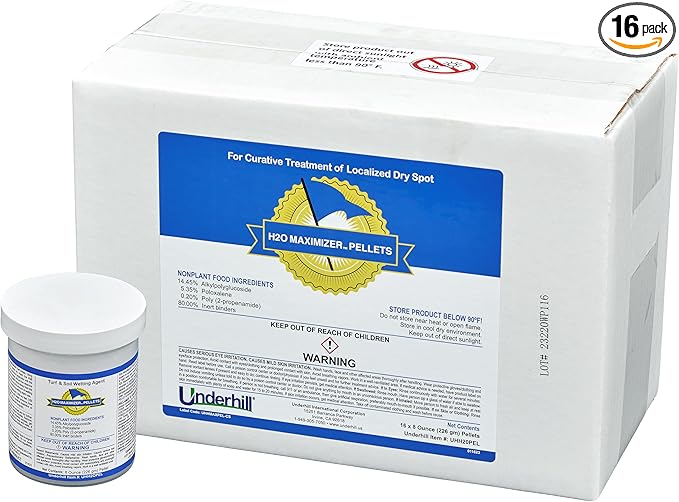 Underhill UHH20PEL H20 Maximizer Ultra Holding Wetting Agent Pellets Soil Surfactant for Lawn, Garden, Turf Grass, Golf Greens, 16 Tablets