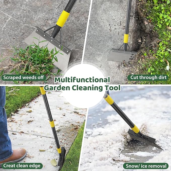 Garden Flat Shovel Scraper, 88 Inch Long Multifunctional Garden Cleaning Shovel, Heavy Duty Floor Scraper Long Handle,Metal Weeding Scraper for Lawn Edging, Snow Ice Removal