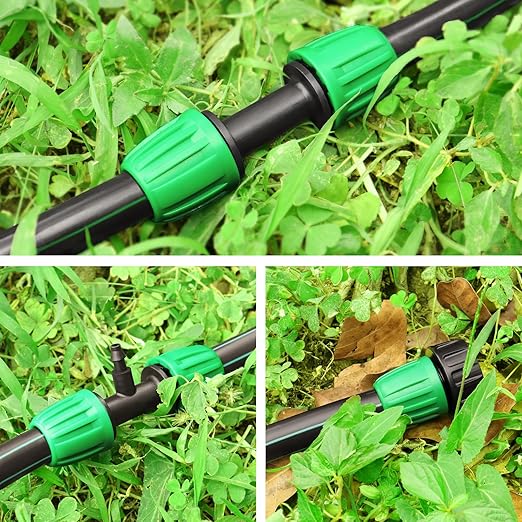 20 Pieces Drip Irrigation Fittings for 1/2 Inch Drip Tubing (1/2" ID x 0.65" OD)：1/2'' Irrigation Tubing Connectors Including Couplings Tees Elbows Valves Reducing Tee Plugs 3/4" Adapters