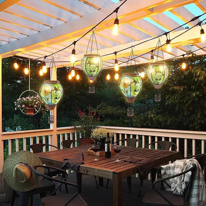 Solar Hot Air Balloon Lantern with Flame, Solar Hot Air Balloon Waterproof Lantern for Garden Farmhouse Decoration (GardenGnome2pcs)