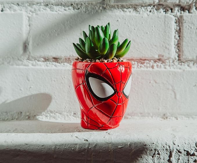 Toynk Marvel Comics Spider-Man 3-Inch Ceramic Mini Planter with Artificial Succulent