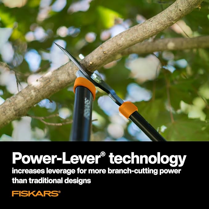 Fiskars 28" Power-Lever Garden Bypass Lopper and Tree Trimmer - Sharp Precision-Ground Steel Blade for Cutting up to 1.75" Diameter (Pack of 2)