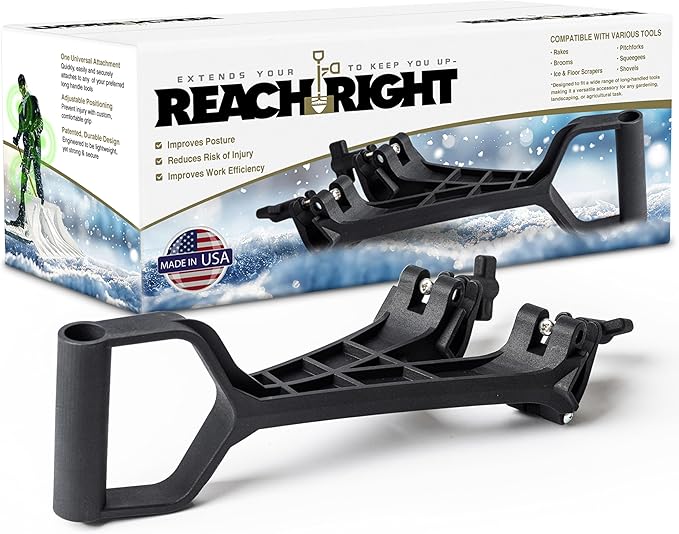 Snow Shovel Back Saving Attachment | Converts Regular Tool to Ergonomic Yard Tool | Handle Attachment for Snow Removal | Fits Snow Shovel for Driveway Ice Shovel for Car and Other Winter Tools